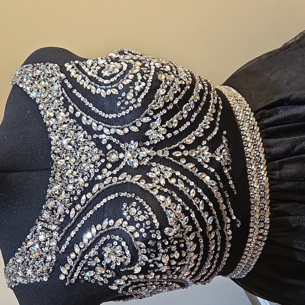 Nwot XL Anny Lee Black and Zirconia  Mini Dress Ballroom - Picture 10 of 17